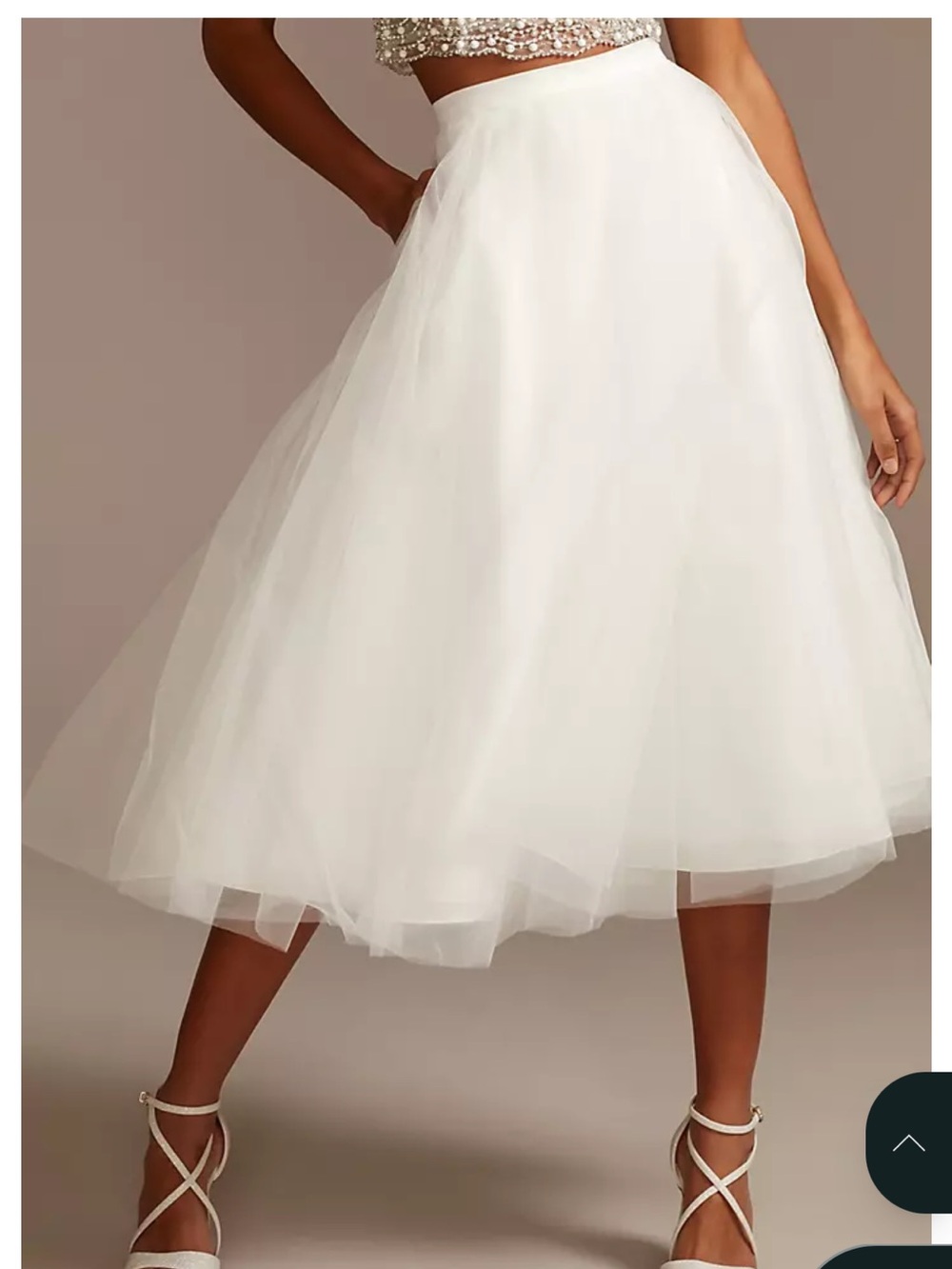 David’s Bridal Classic White Tulle Midi Skirt with Pockets - NWOT - Picture 1 of 7